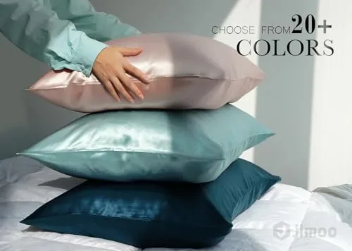 100% Mulberry Silk Pillowcase for Hair and Skin, 22 Momme Natural Silk Pillow Case with Zipper, Both Sided Pure Silk Pillow Cover for Women Mom Men(Silver Grey, Standard 20''×26'')