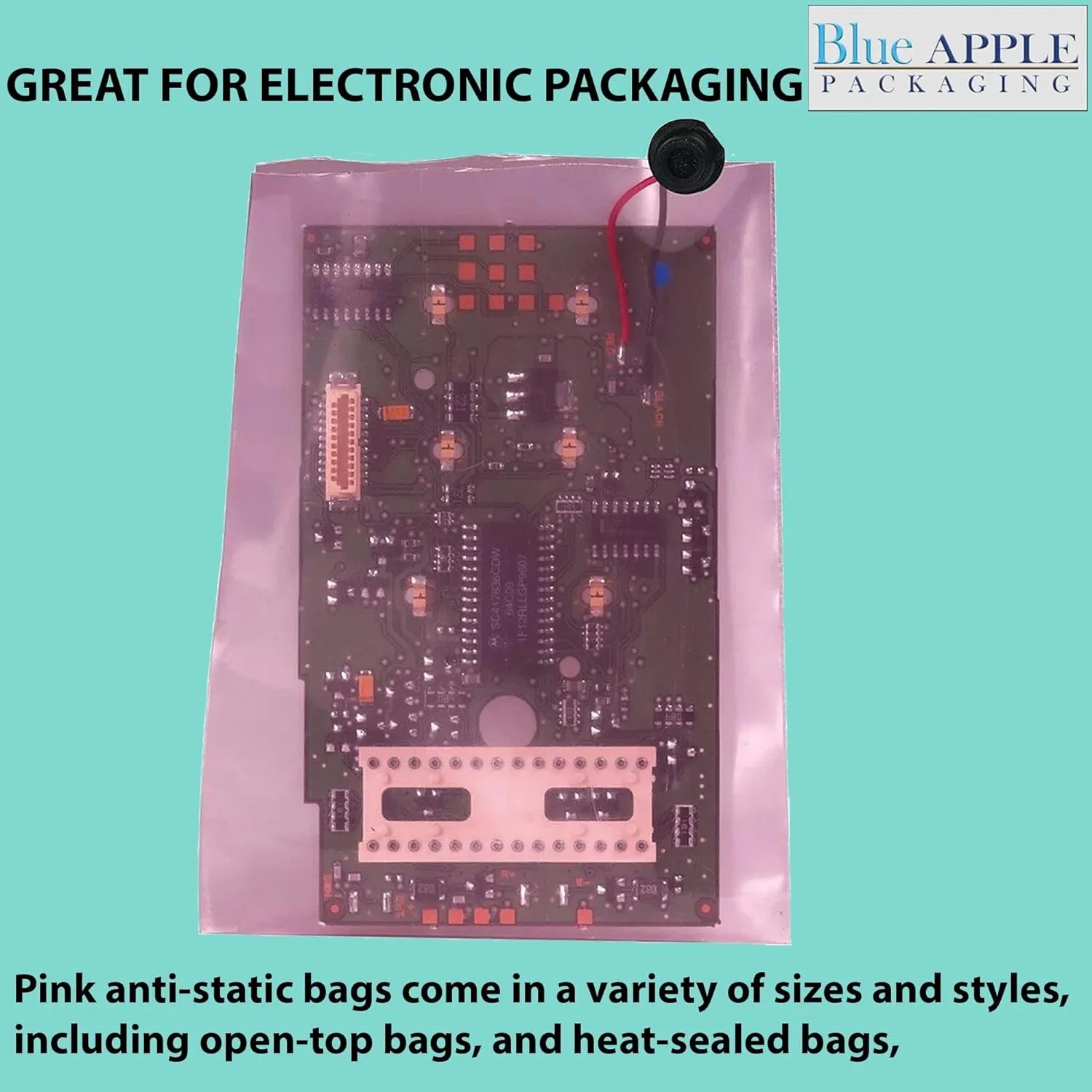 10X14 inches Pink Anti Static Bags 6 Mil Flat
