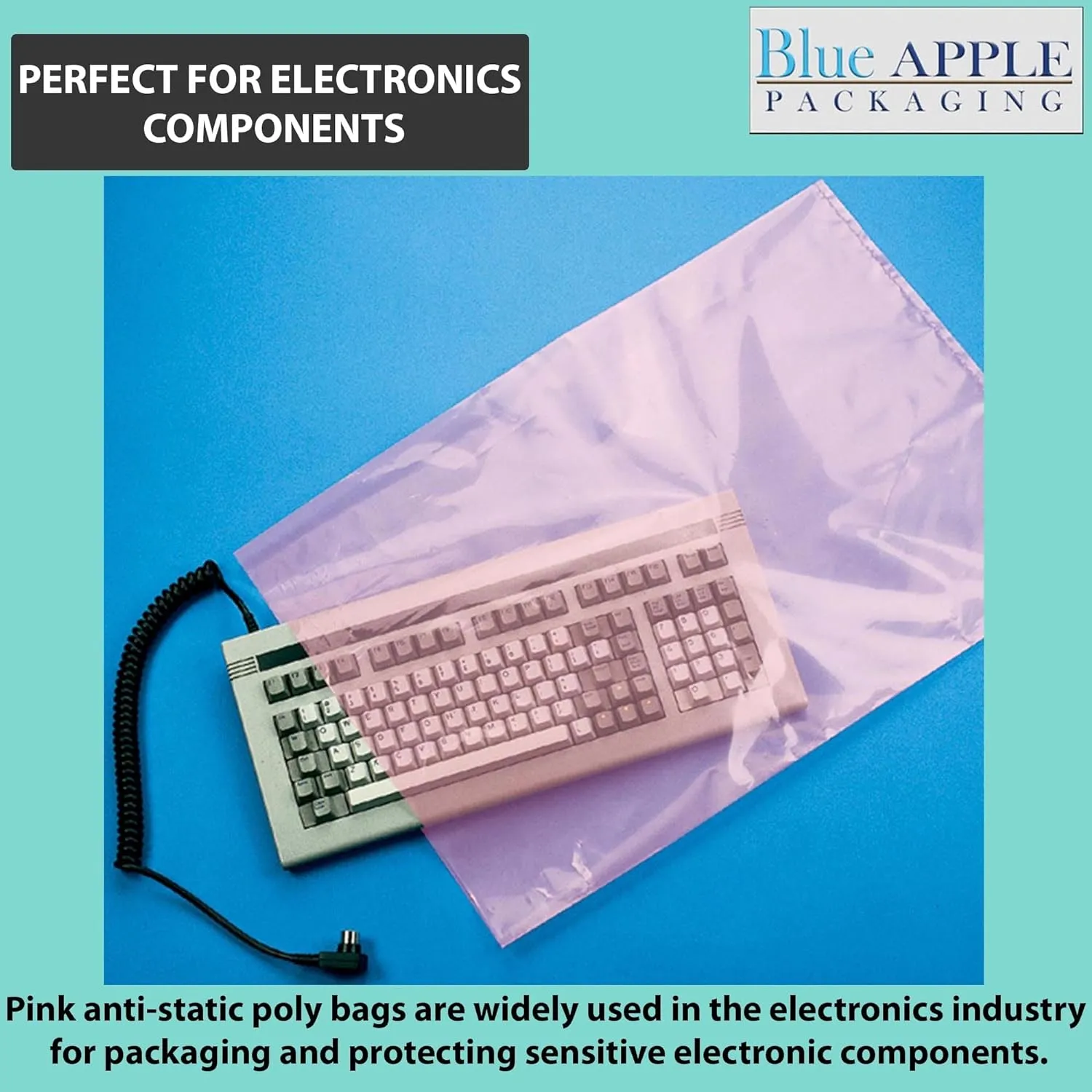 14X19 inches Pink Anti Static Bags 2 Mil Flat