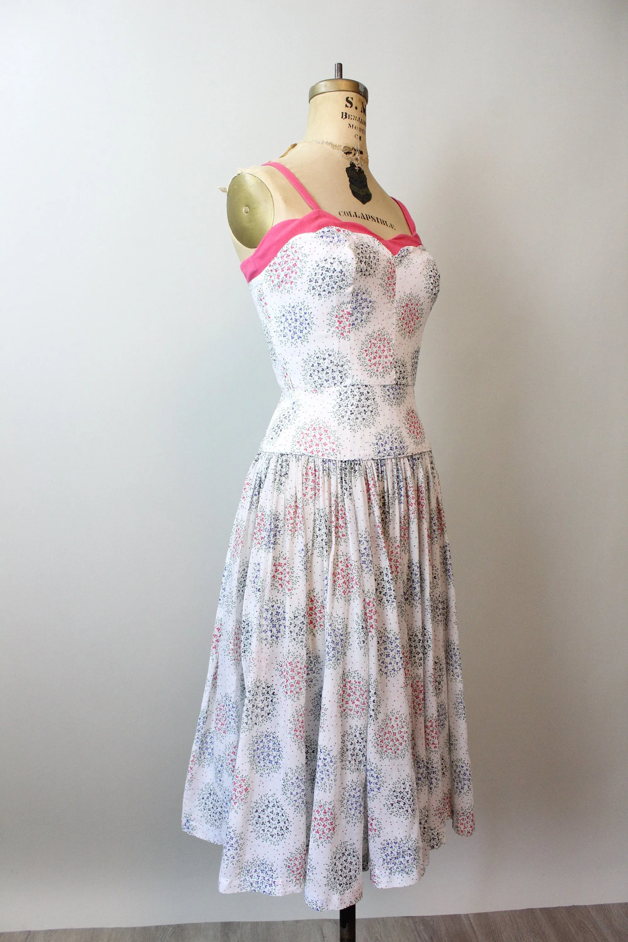 1940s TINY FLORAL cotton linen sun dress xs | new spring