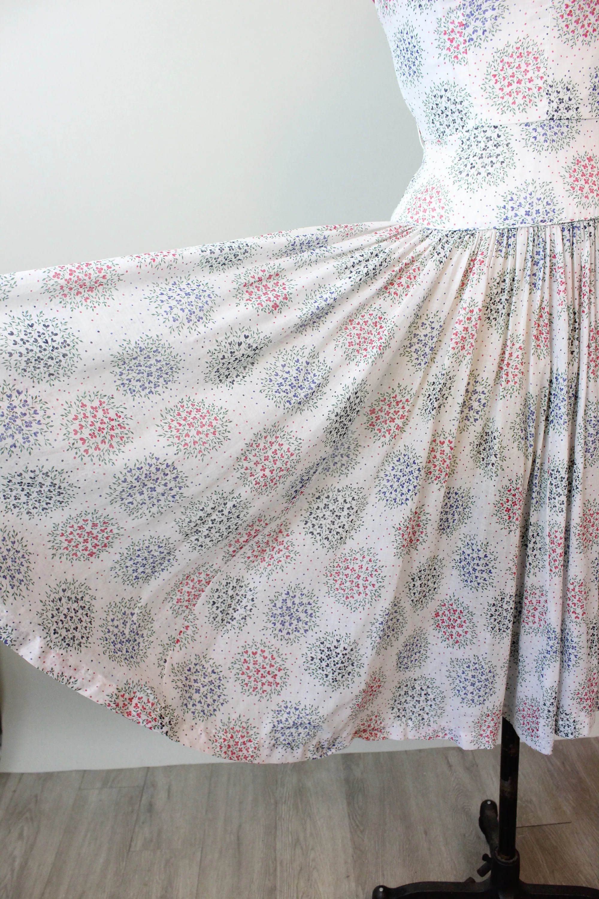 1940s TINY FLORAL cotton linen sun dress xs | new spring