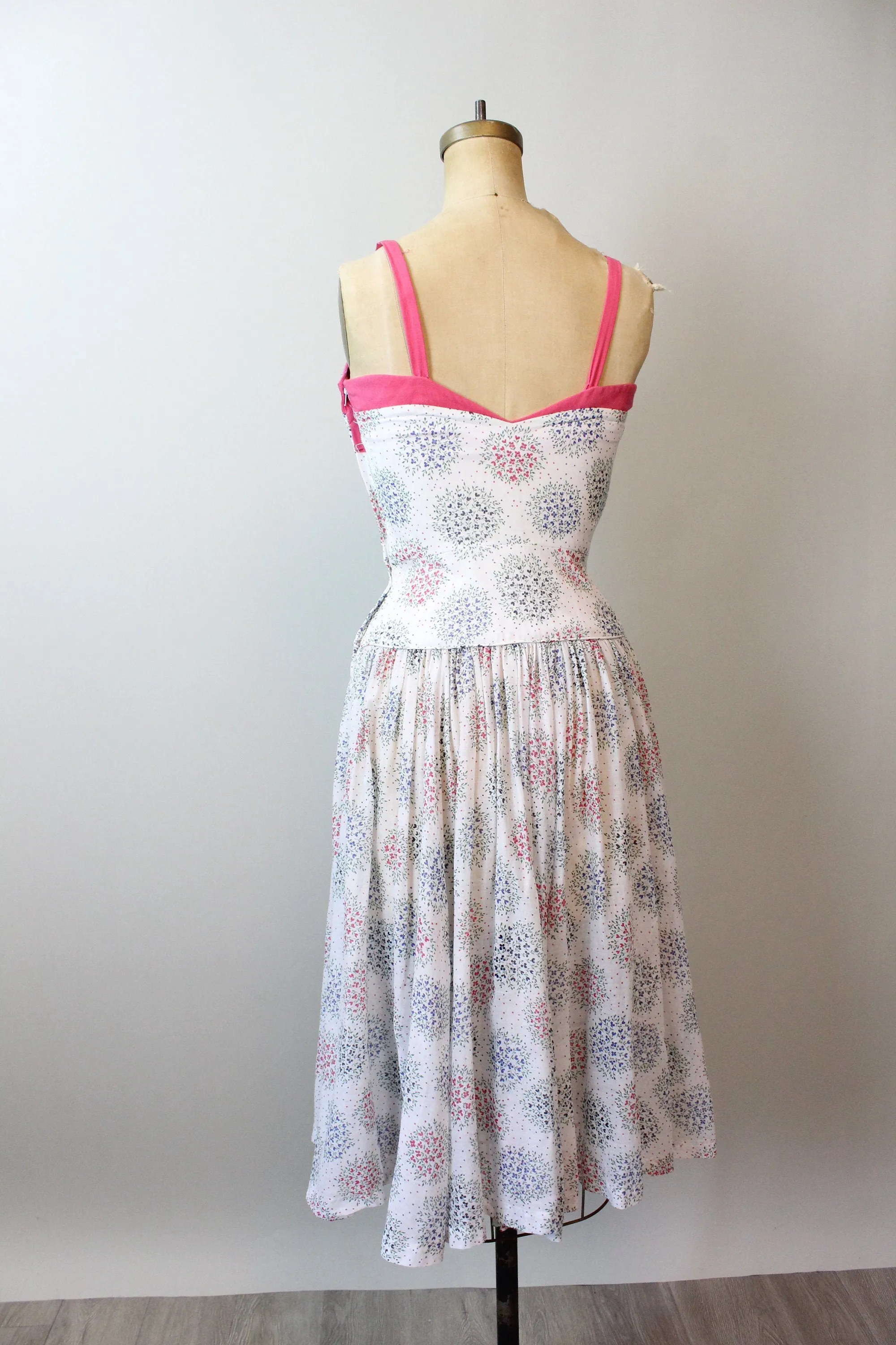 1940s TINY FLORAL cotton linen sun dress xs | new spring