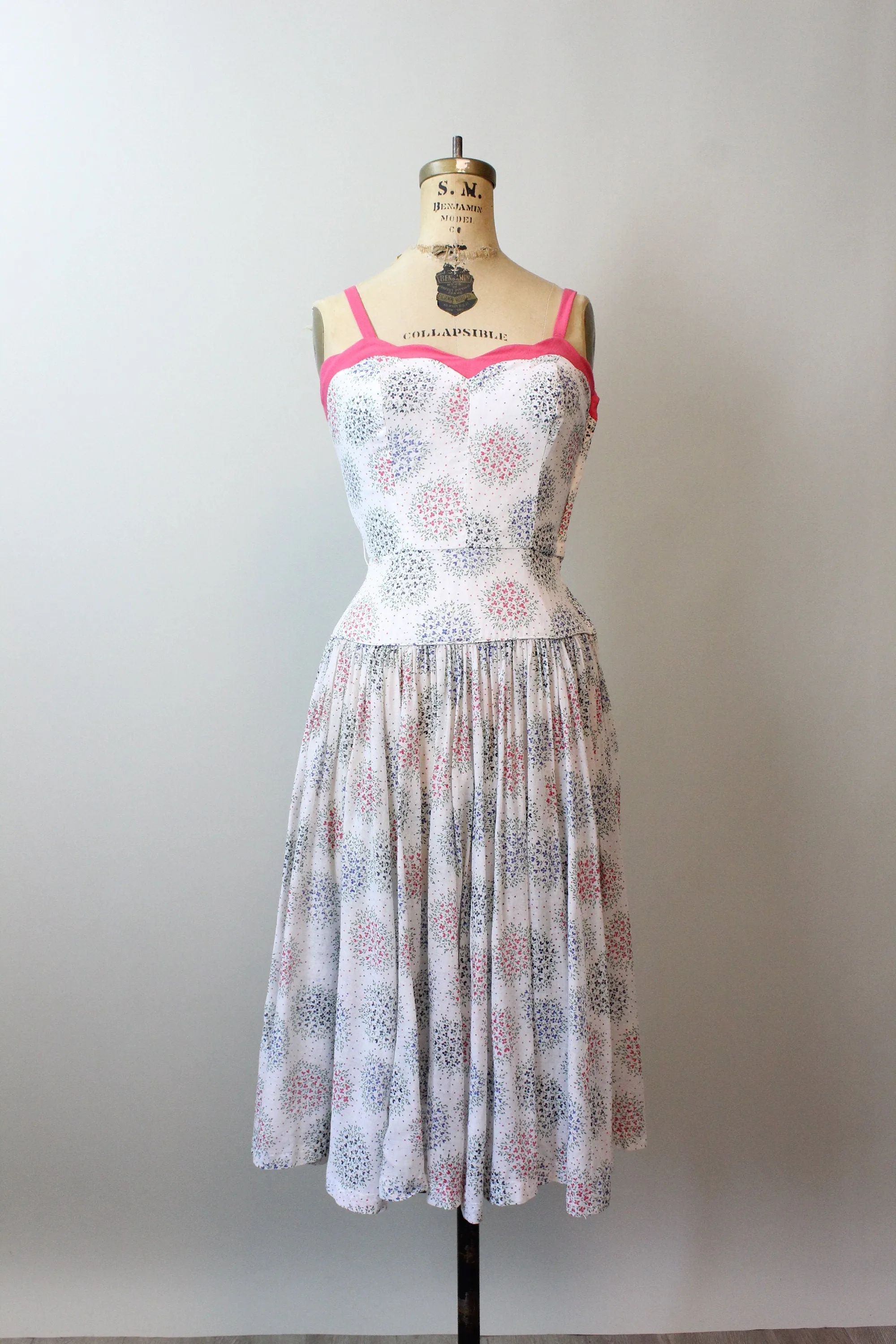 1940s TINY FLORAL cotton linen sun dress xs | new spring