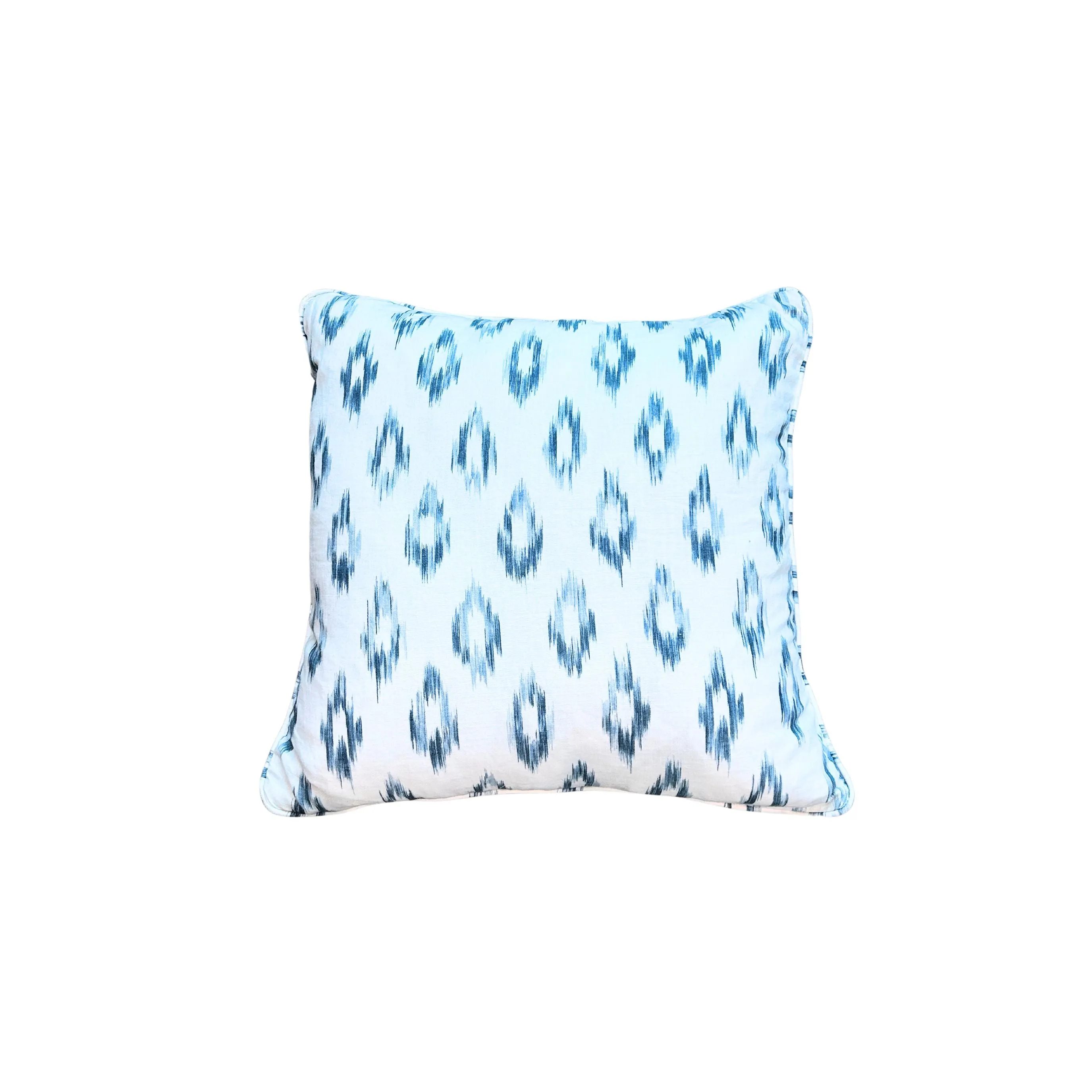 20'' Blue and White Ikat Pillow