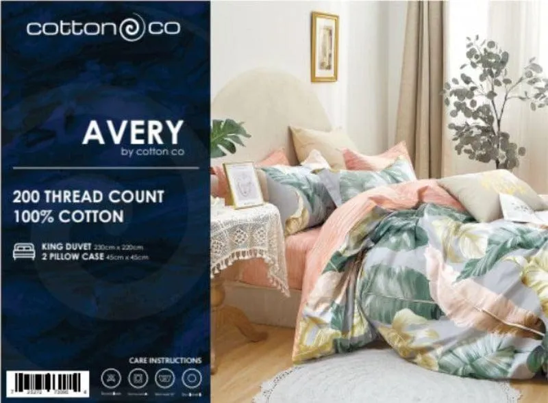 200 Thread Count Percale Cotton Printed Duvet Covers Set Avery