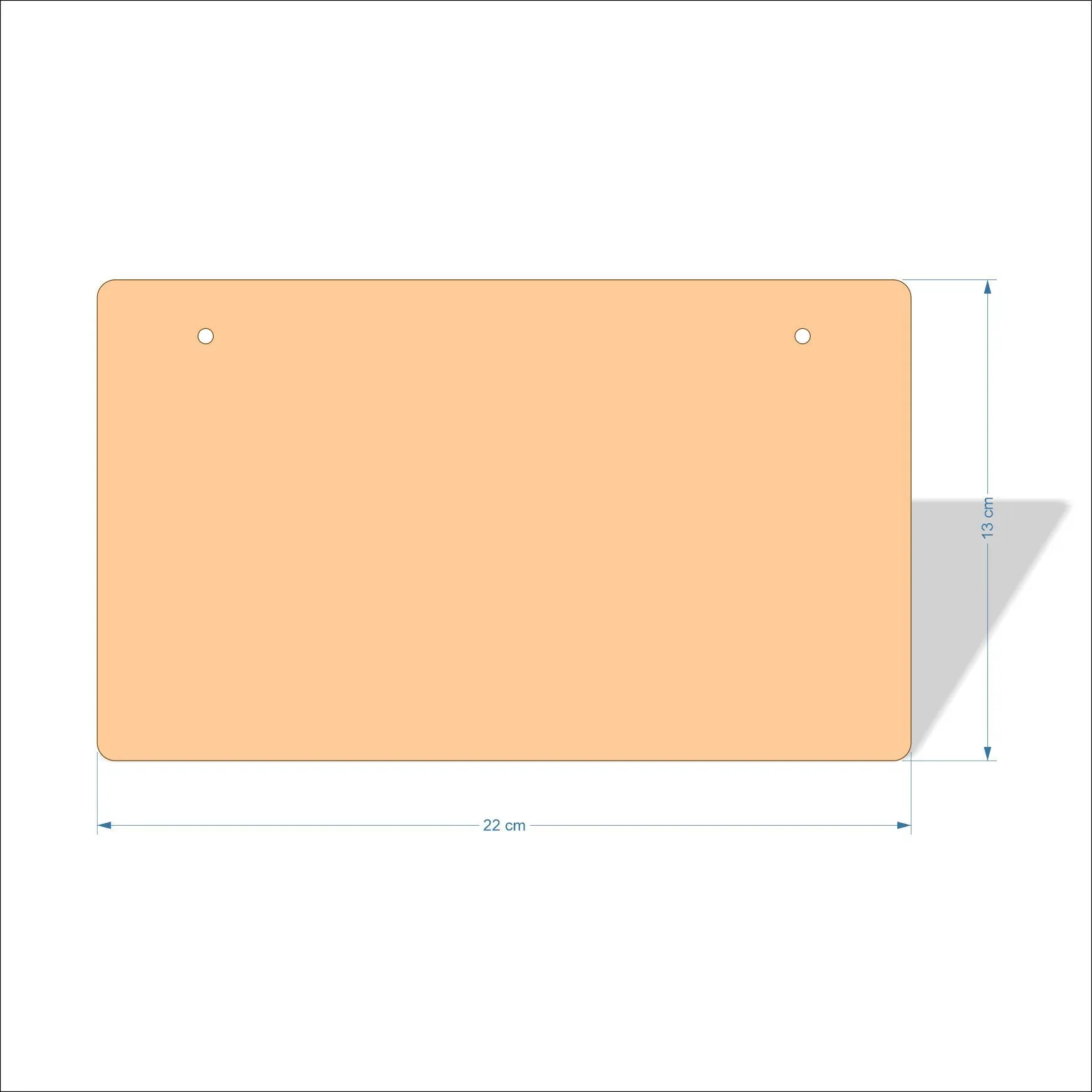 22 cm Wide 3mm thick MDF Plaques with rounded corners