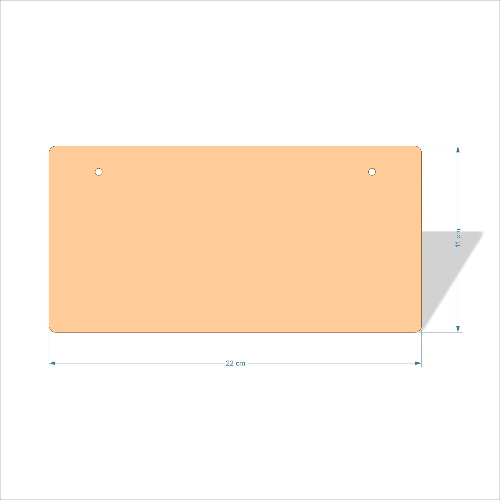 22 cm Wide 3mm thick MDF Plaques with rounded corners