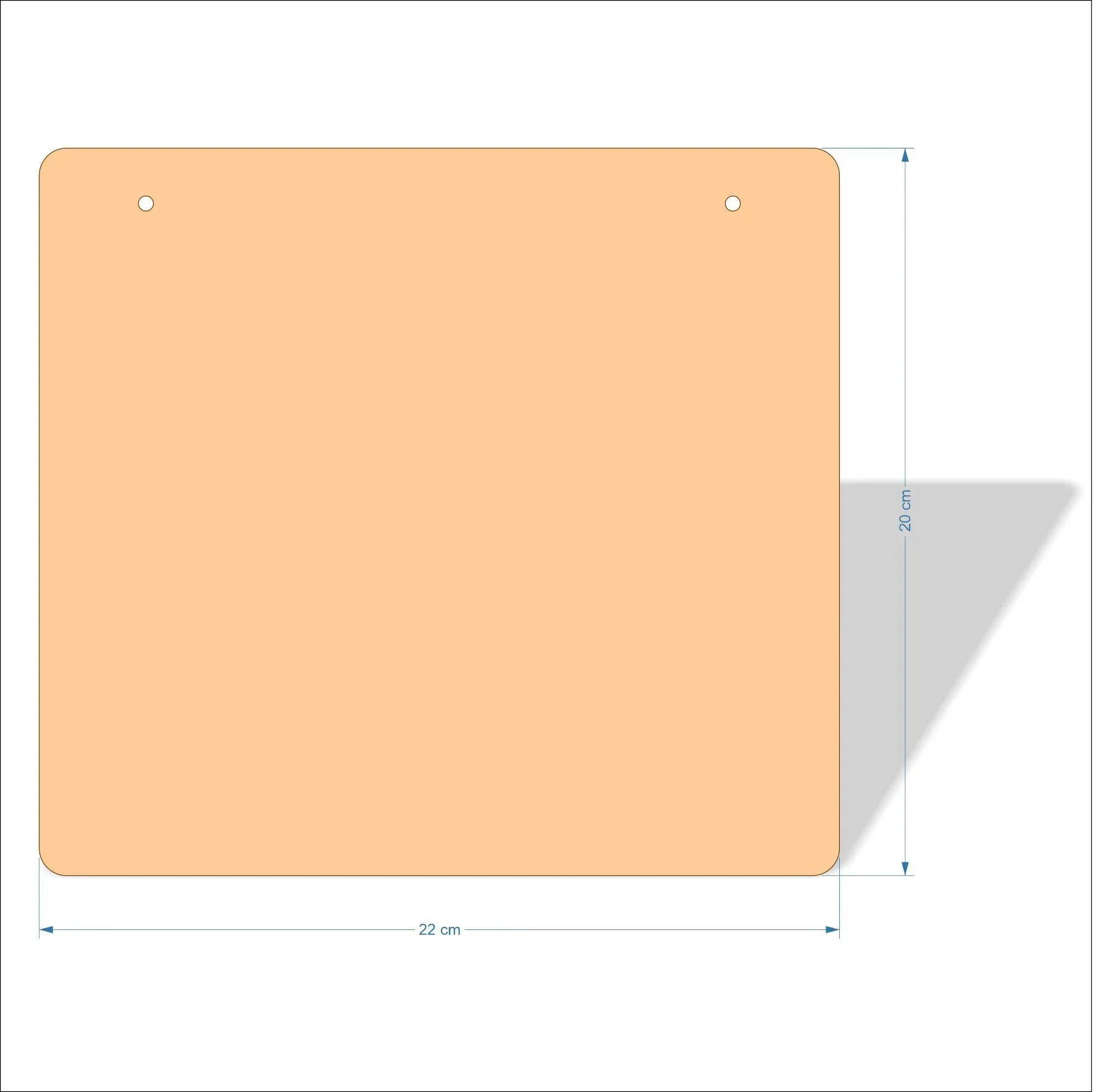 22 cm Wide 3mm thick MDF Plaques with rounded corners