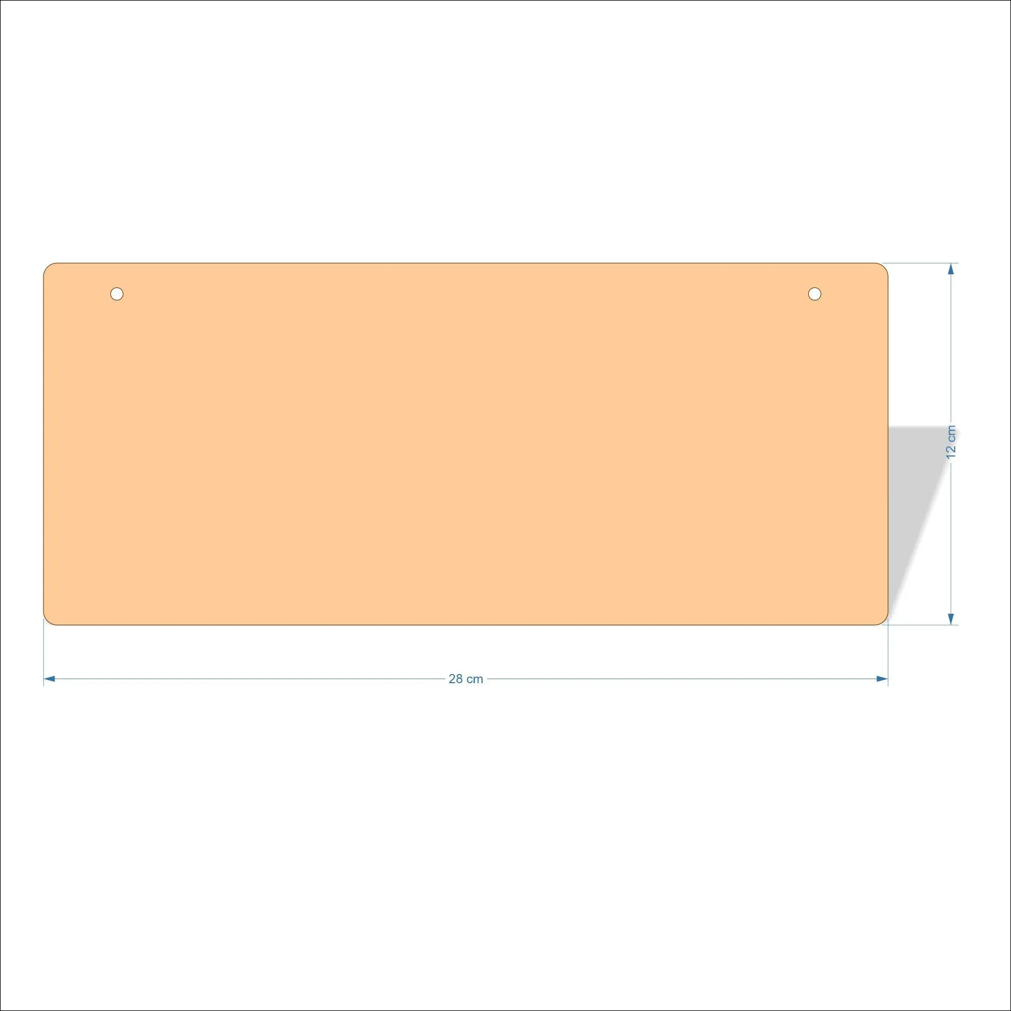 28 cm Wide 3mm thick MDF Plaques with rounded corners