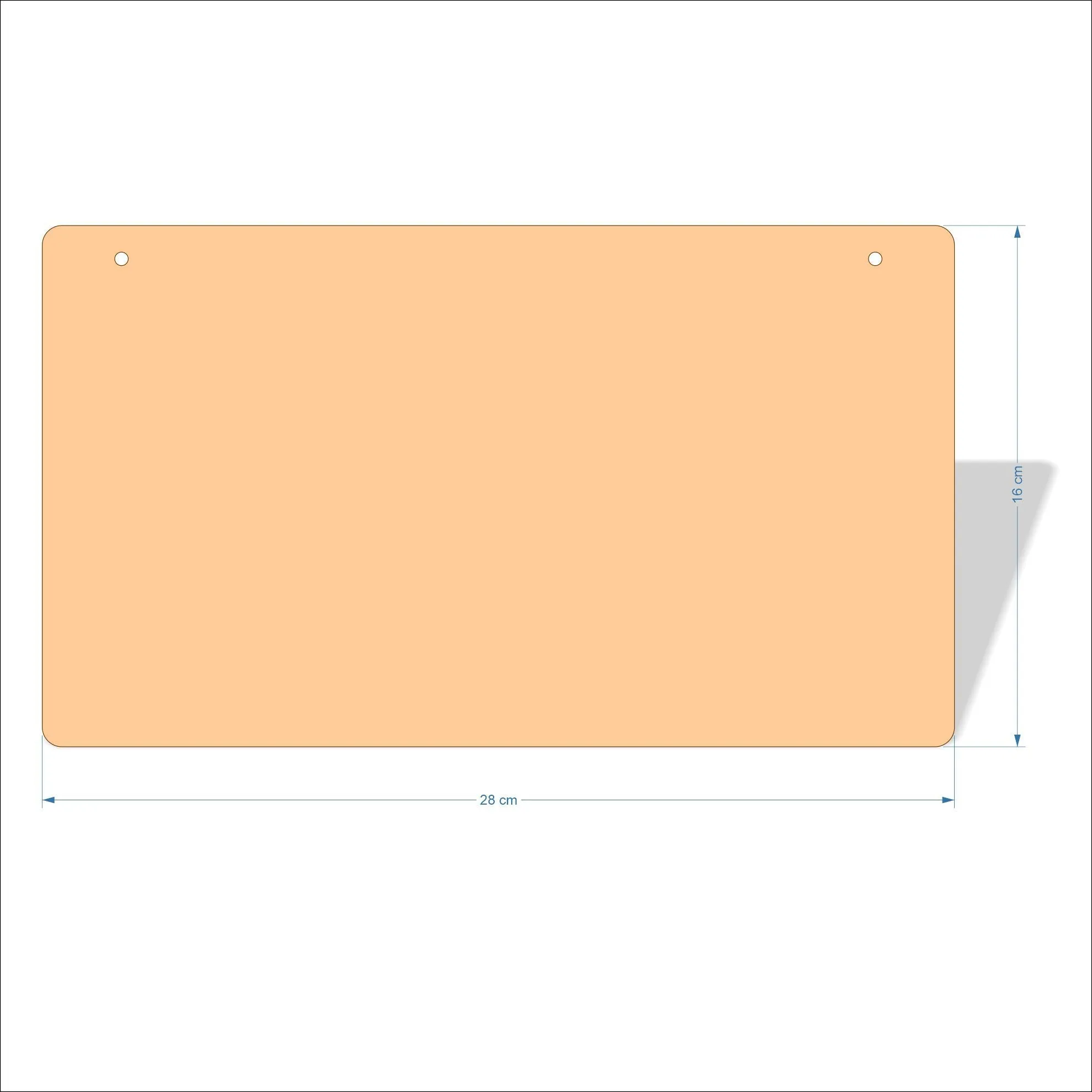 28 cm Wide 3mm thick MDF Plaques with rounded corners