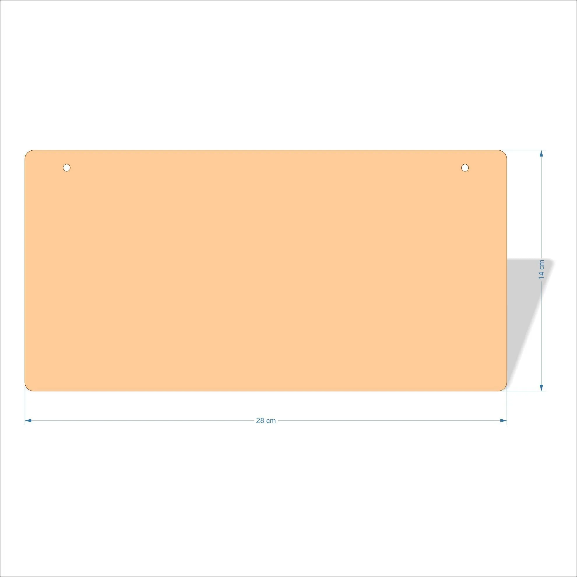 28 cm Wide 3mm thick MDF Plaques with rounded corners