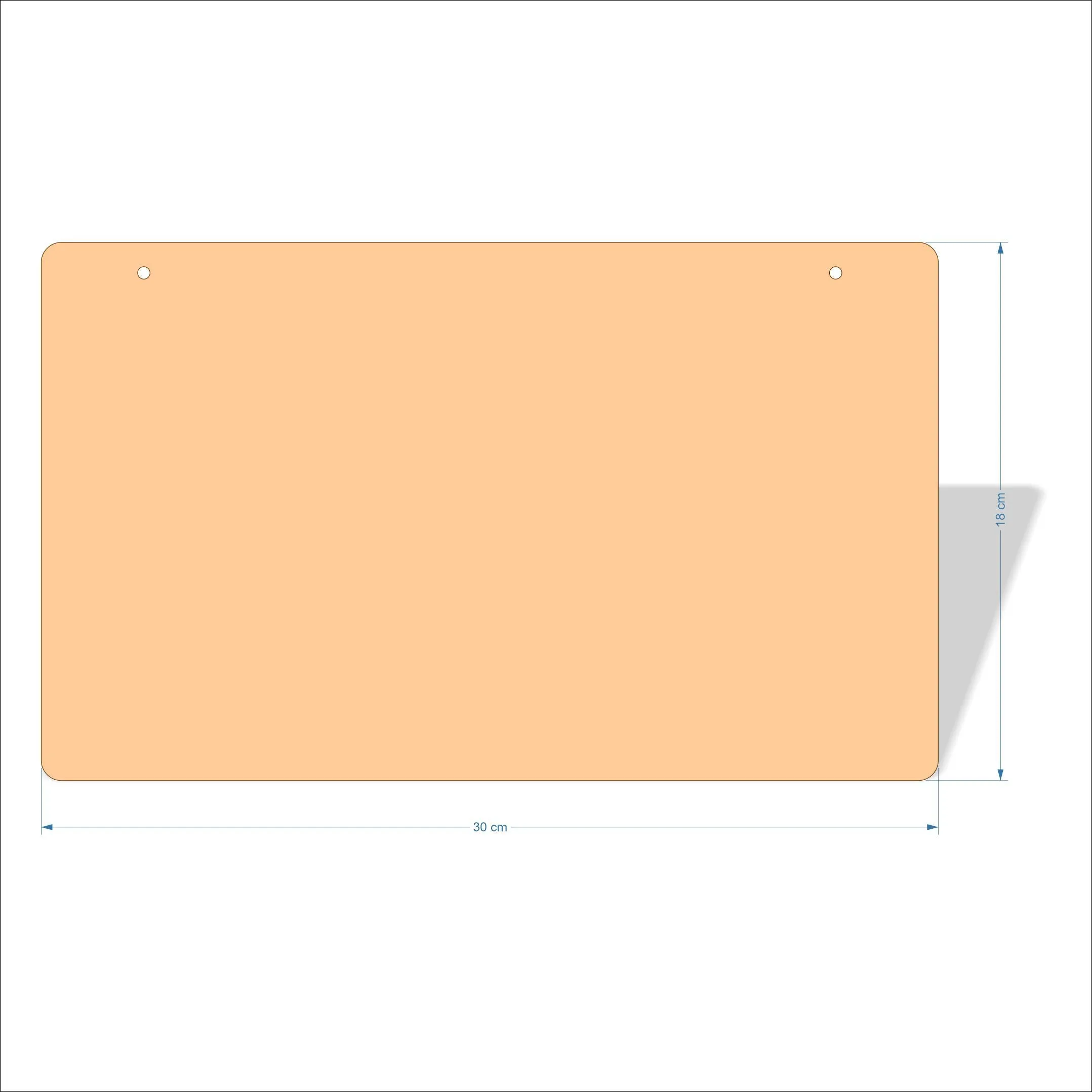 30 cm Wide 3mm thick MDF Plaques with rounded corners