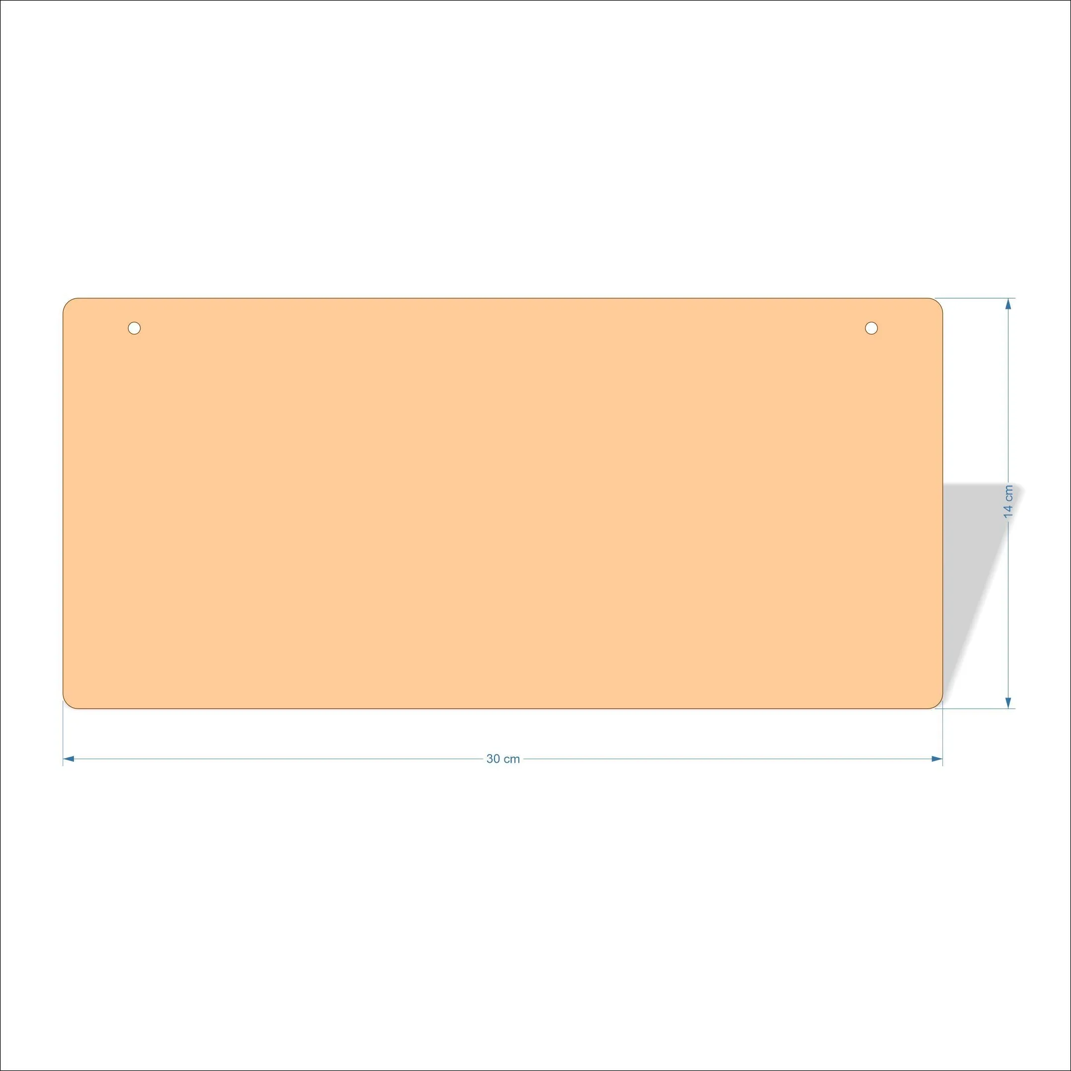 30 cm Wide 3mm thick MDF Plaques with rounded corners