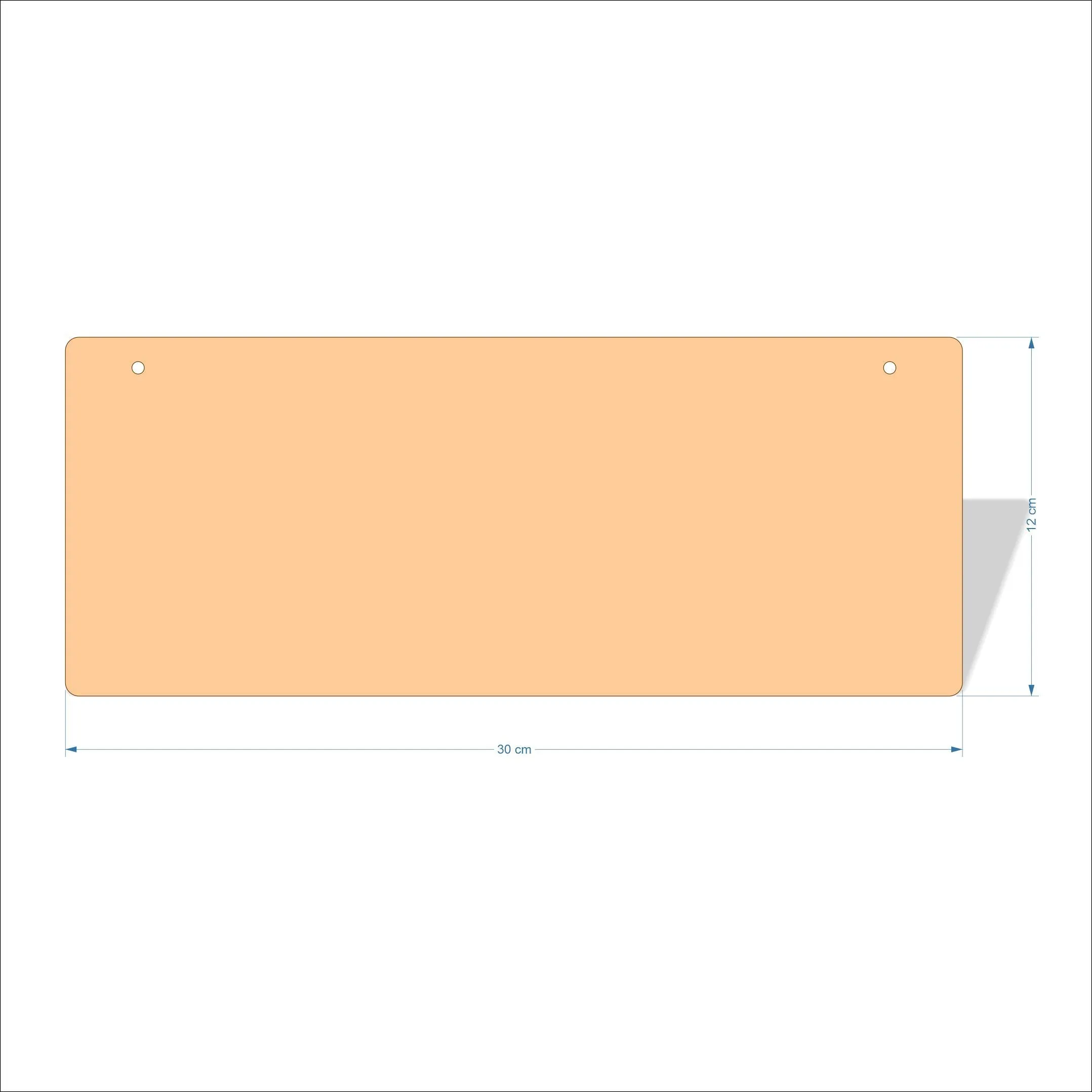 30 cm Wide 3mm thick MDF Plaques with rounded corners