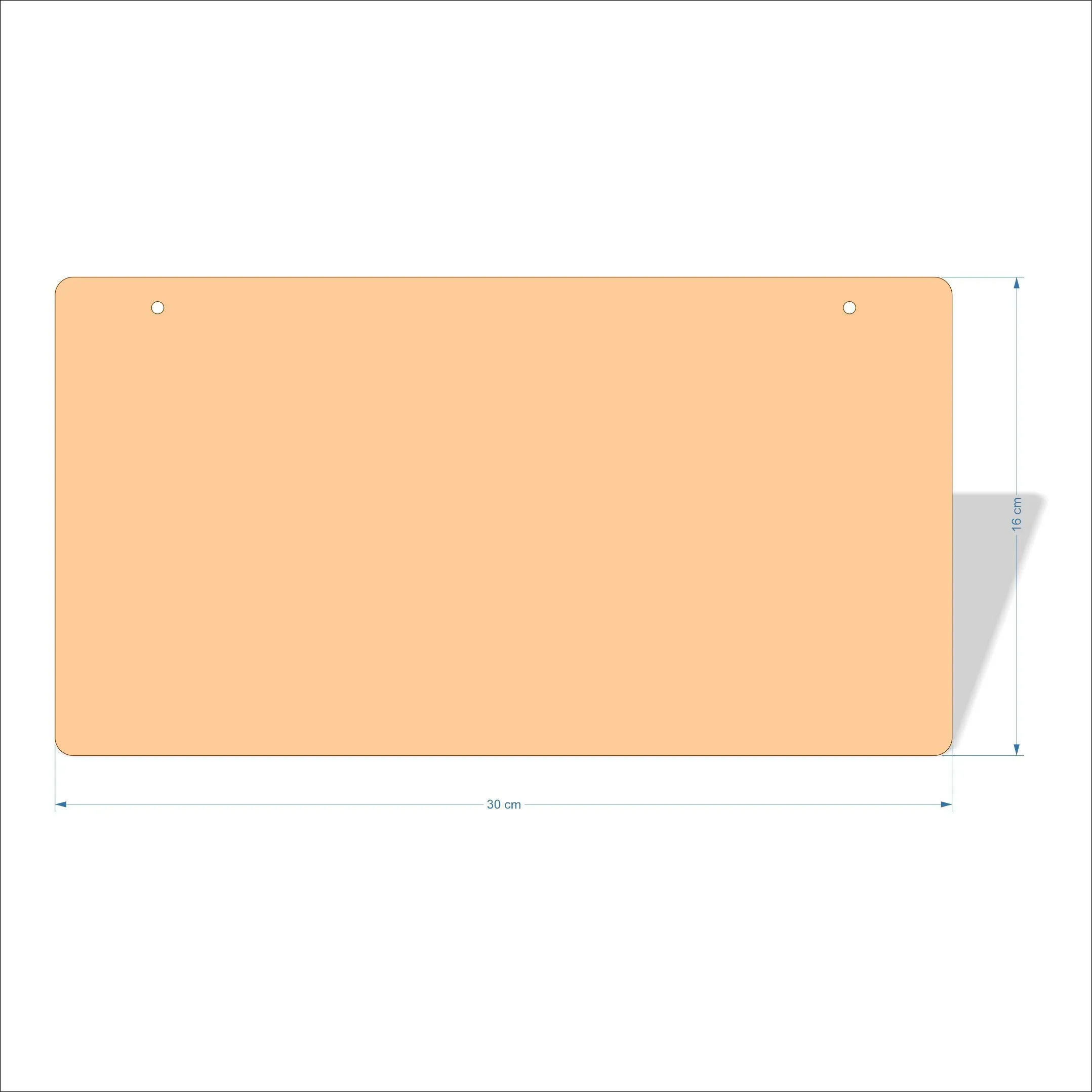 30 cm Wide 3mm thick MDF Plaques with rounded corners