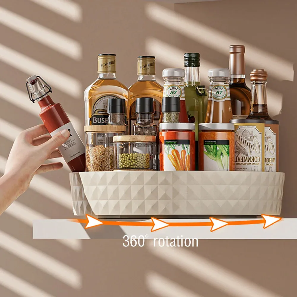 360° Rotating Seasoning Storage Rack - Multifunctional Pantry Turntable for Kitchen