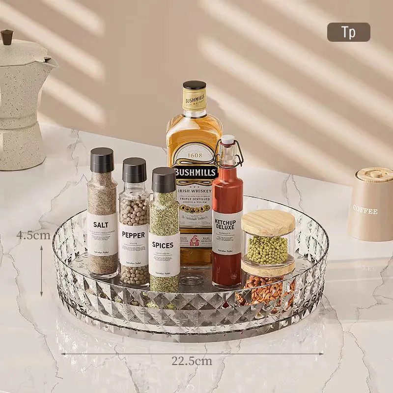 360° Rotating Seasoning Storage Rack - Multifunctional Pantry Turntable for Kitchen