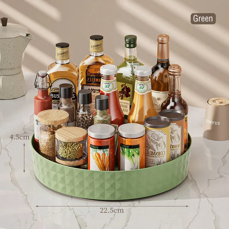 360° Rotating Seasoning Storage Rack - Multifunctional Pantry Turntable for Kitchen