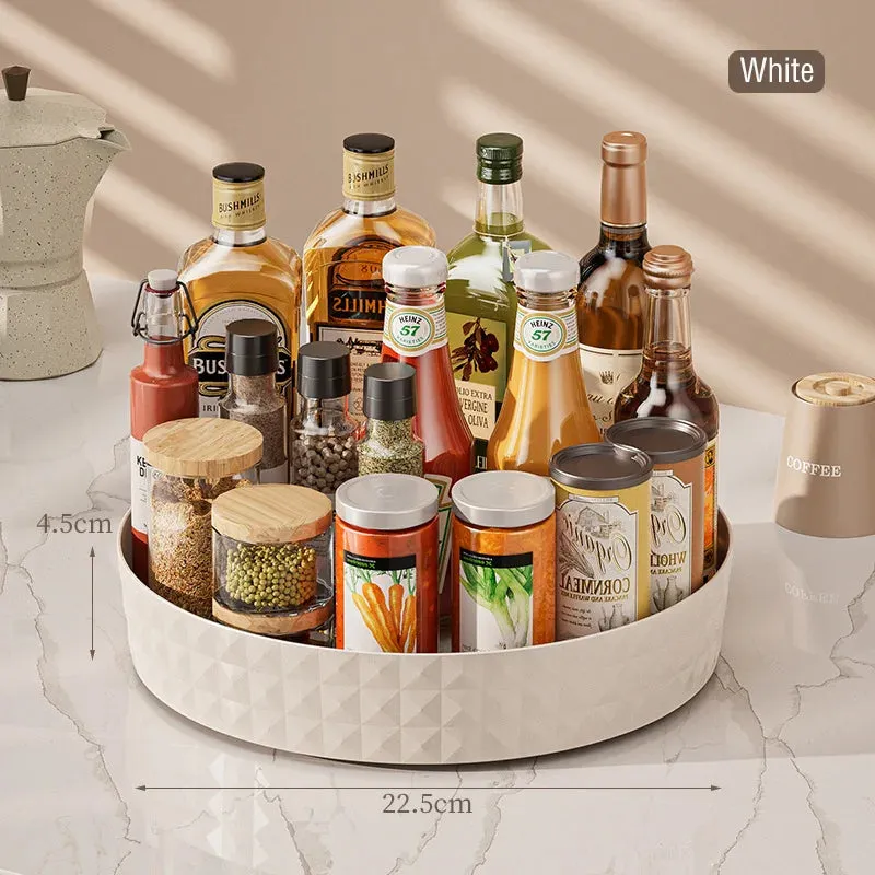 360° Rotating Seasoning Storage Rack - Multifunctional Pantry Turntable for Kitchen