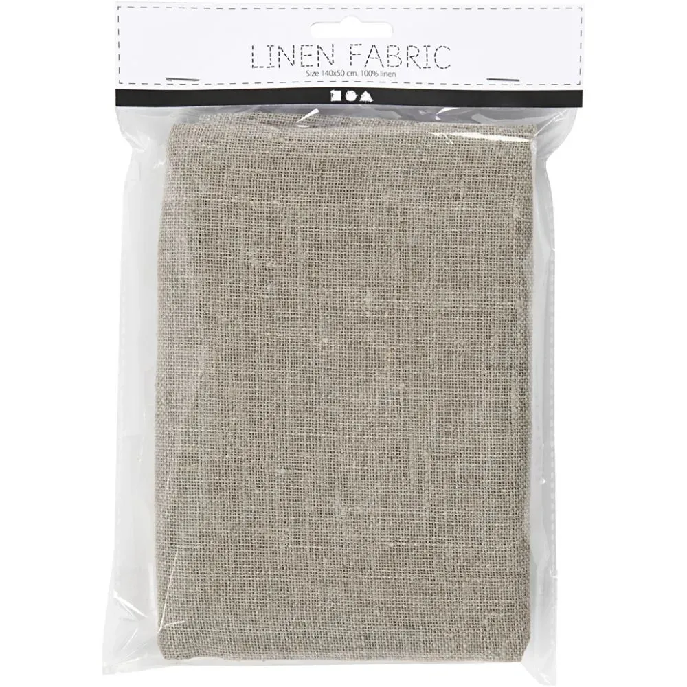 50cm 100 % Natural Flax Linen Fabric W: 140 cm 185 g/m2 L: 3M Washable at 40°c