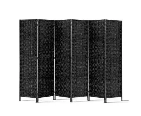 6 Panel Foldable Wooden Room Divider - Black