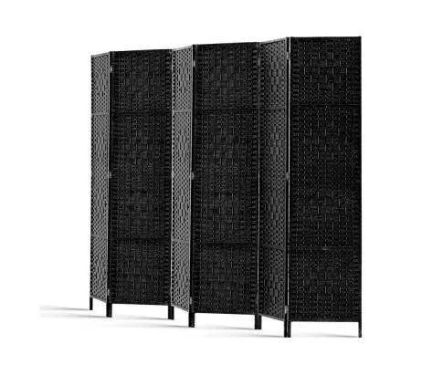 6 Panel Foldable Wooden Room Divider - Black