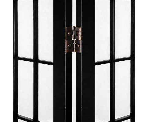 6 Panel Room Divider Privacy Screen Foldable Pine Wood Stand - Black