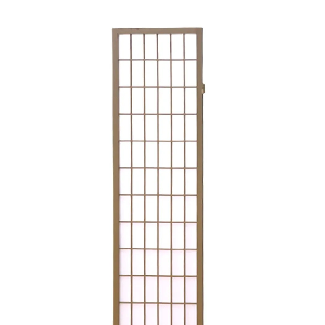 6 Panel Room Divider Screen Door Stand Privacy Fringe Wood Fold Grey