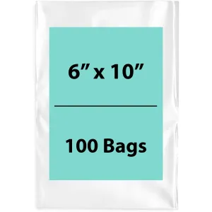6X10 inches Clear Flat Poly Bags 4Mil Open Top (LDPE)
