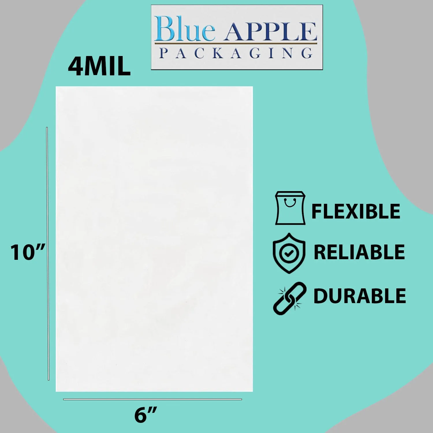 6X10 inches Clear Flat Poly Bags 4Mil Open Top (LDPE)