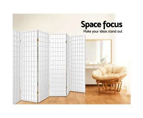 8 Panel Room Divider Privacy Screen Dividers Stand Oriental Vintage - White