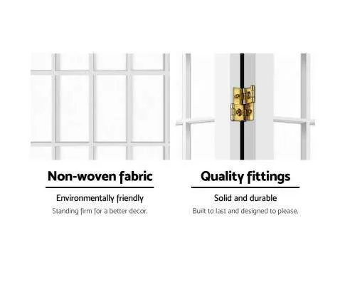 8 Panel Room Divider Privacy Screen Dividers Stand Oriental Vintage - White