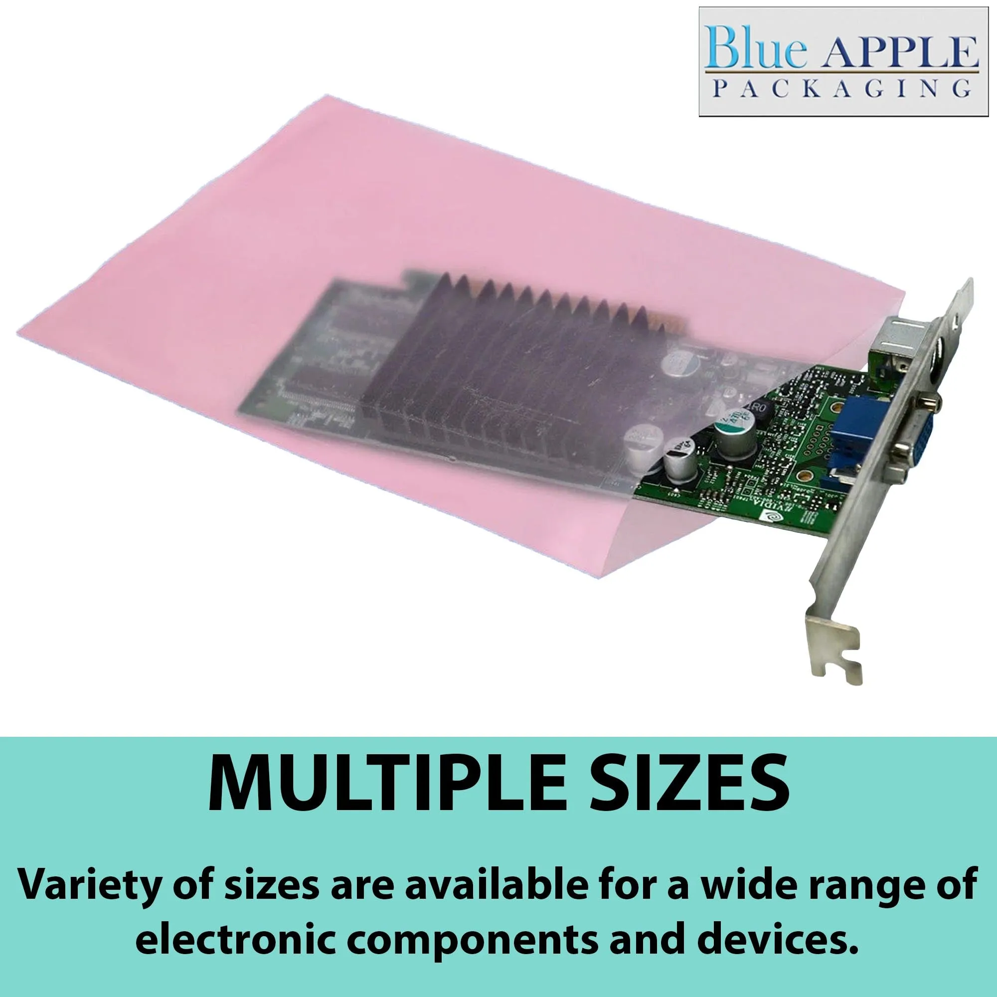 8X10 inches Pink Anti Static Bags 4 Mil Flat