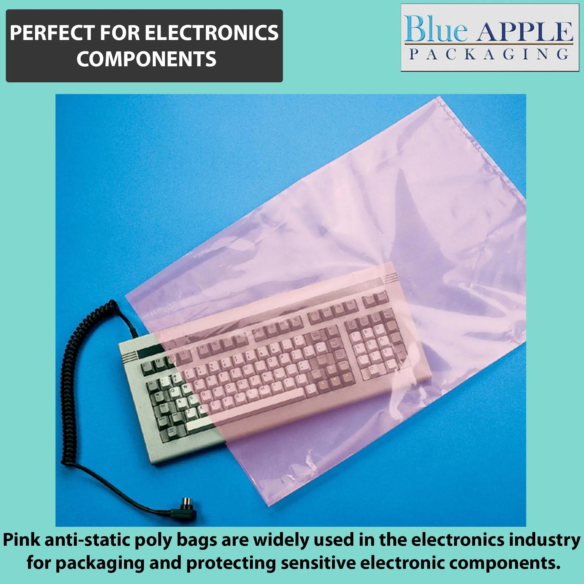 8X10 inches Pink Anti Static Bags 4 Mil Flat
