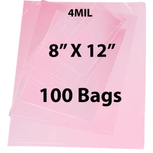 8X12 inches Pink Anti Static Bags 4 Mil Flat