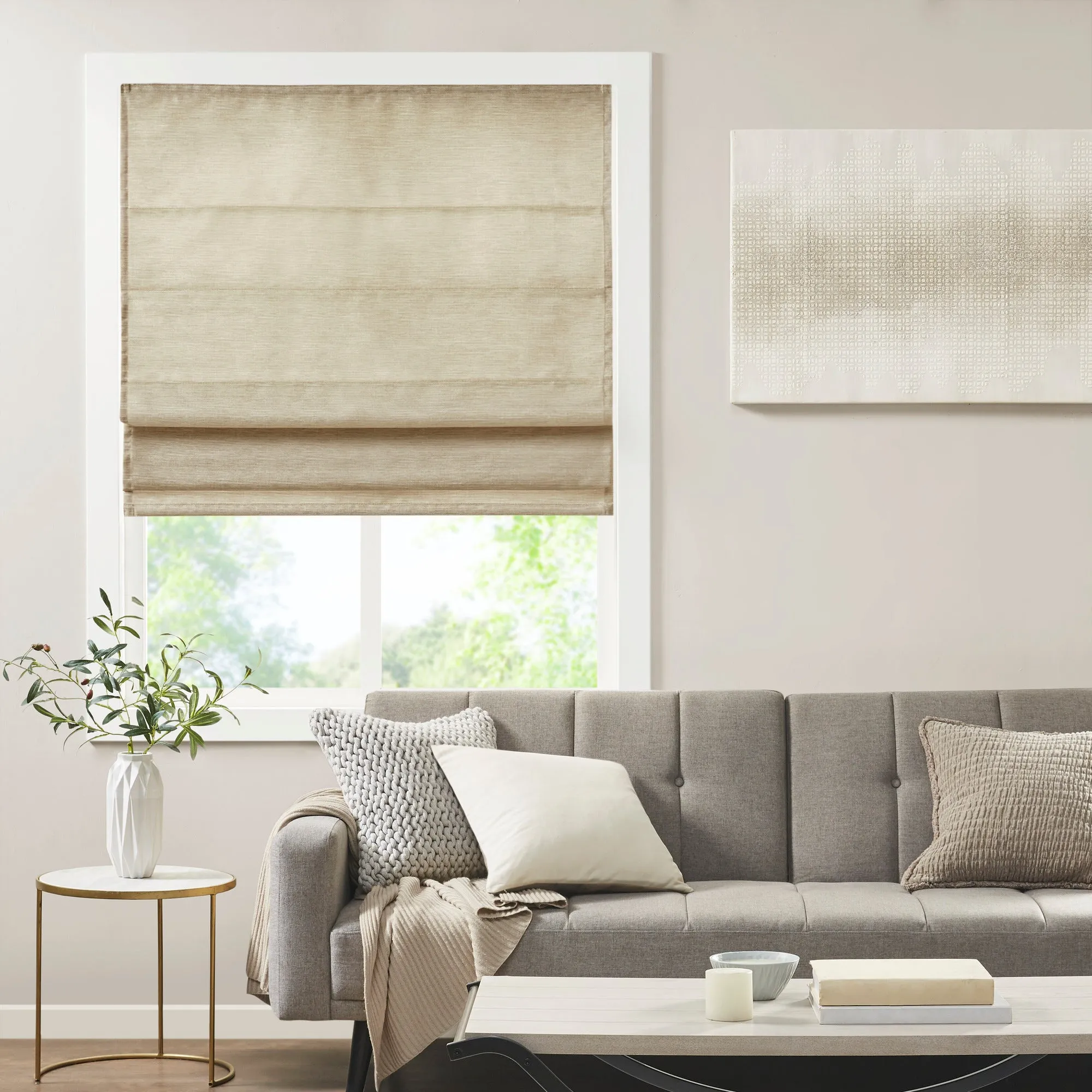 Aberdeen Faux Silk Room Darkening Cordless Roman Shade Taupe