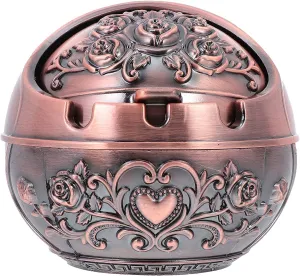 Abhsant Decorative Windproof Ashtray,with Lid for Cigarettes Metal Ashtray Odor Eliminator Indoor Outdoor Hand Carved Fancy Gift