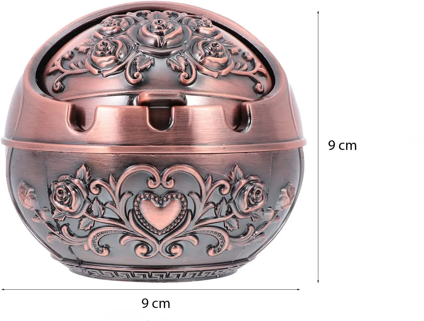 Abhsant Decorative Windproof Ashtray,with Lid for Cigarettes Metal Ashtray Odor Eliminator Indoor Outdoor Hand Carved Fancy Gift