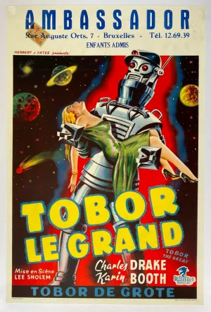 Affiche Belge entoilée TOBOR LE GRAND Tobor the Great LEE SHOLEM Charles Drake