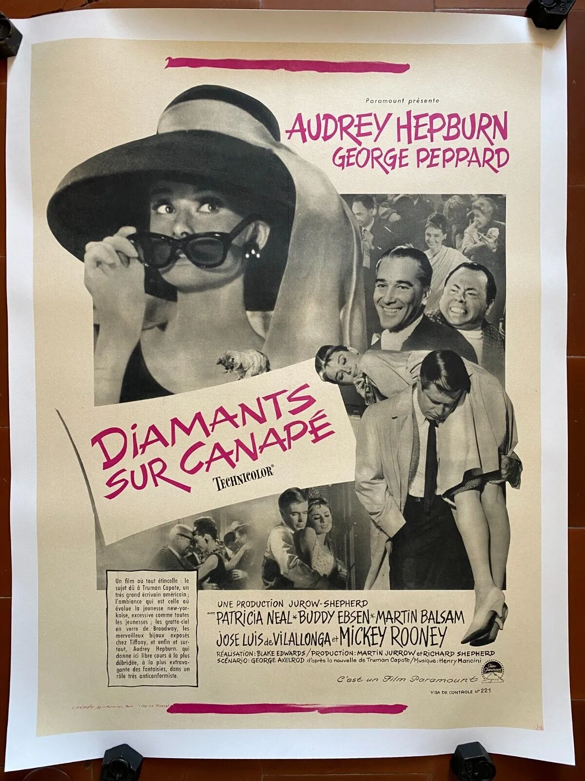 Affiche entoilée DIAMANTS SUR CANAPE Breakfast at Tiffany's AUDREY HEPBURN 60x80
