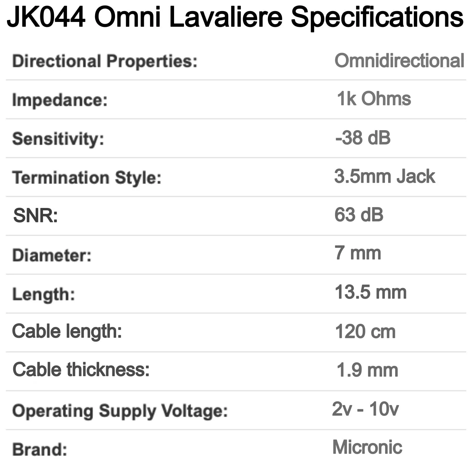 AKG Mini Lavaliere Microphones 3 Pin Mini XLR (TA3F) for Wireless Body Pack Radio Transmitters