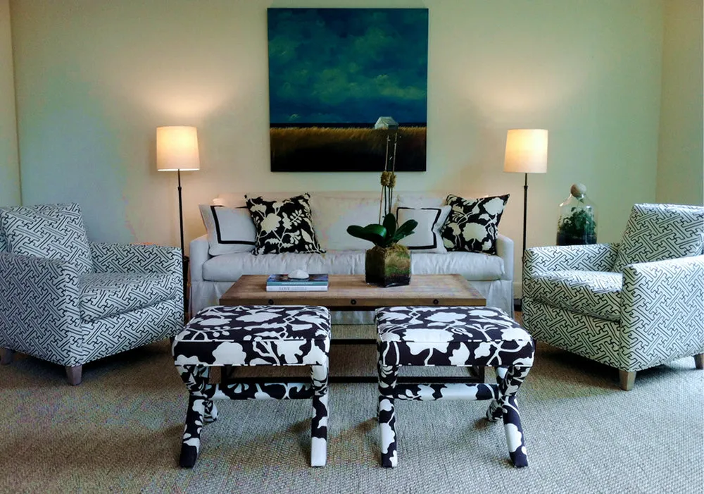 Alan Campbell Fabric: Saya Gata Lines - Custom Black on Tinted Belgian Linen/Cotton