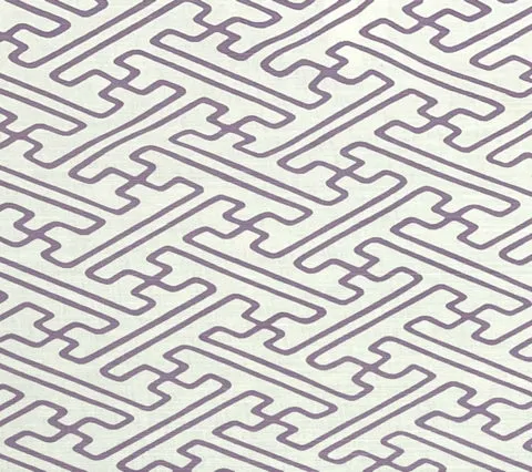 Alan Campbell Fabric: Saya Gata Lines - Custom Lavender Lines on White Belgian Linen / Cotton
