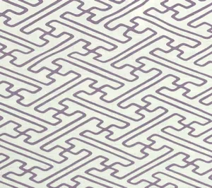 Alan Campbell Fabric: Saya Gata Lines - Custom Lavender Lines on White Belgian Linen / Cotton