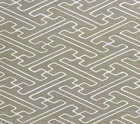 Alan Campbell Fabric: Saya Gata - Pale Taupe on White Belgian Linen / Cotton