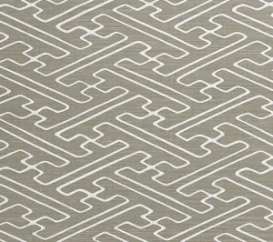 Alan Campbell Fabric: Saya Gata - Pale Taupe on White Belgian Linen / Cotton