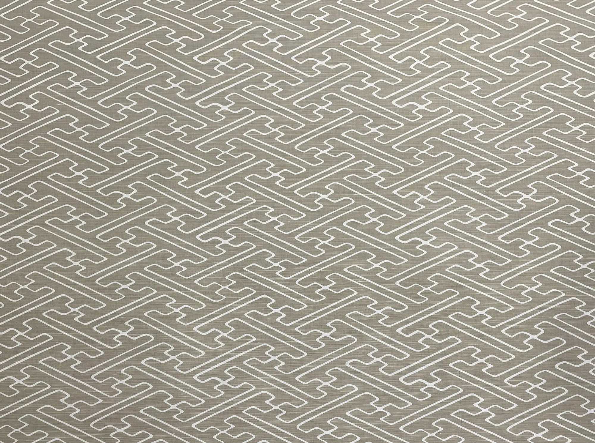 Alan Campbell Fabric: Saya Gata - Pale Taupe on White Belgian Linen / Cotton