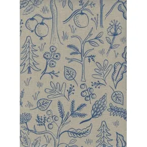 Amalfi - Black Forest - Natural Canvas Fabric -- Rifle Paper Co. for Cotton   Steel