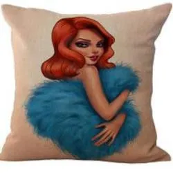 American Style Cartoon Anime Girl Cotton Linen Throw Pillow Home Decor Cushion For Children's Birthday Gift