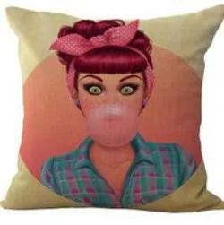 American Style Cartoon Anime Girl Cotton Linen Throw Pillow Home Decor Cushion For Children's Birthday Gift
